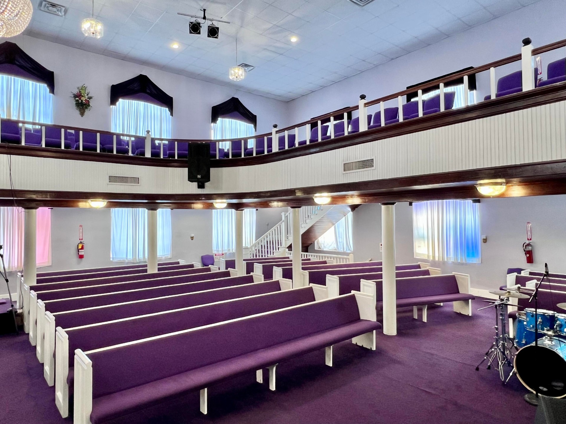 Inside the sanctuary with balcony seating